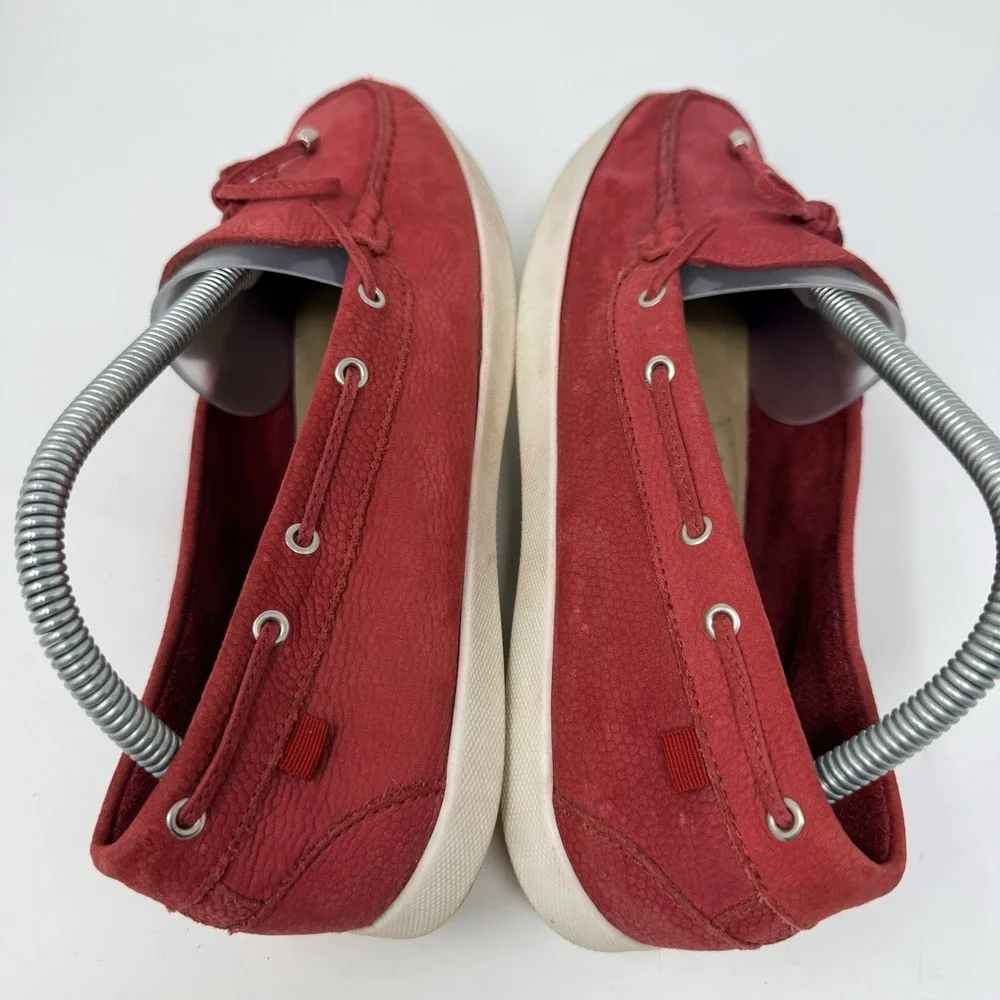Marc Joseph NY Boat Shoes Sneakers Womens 9.5 Moccasin Red Nubuck Leather 3458